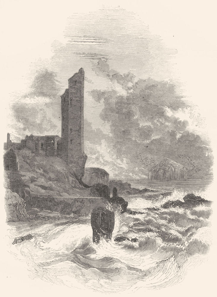 SCOTLAND. Ayrshire. Dunure Castle 1850 old antique vintage print picture